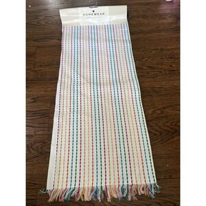 Homewear Table Runner 16 X 90 White Rainbow Stripes Pride Colorful Fringe